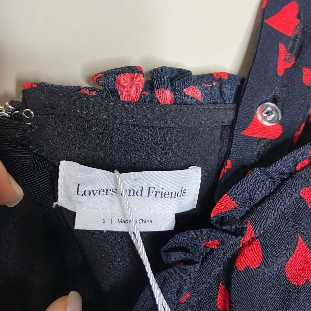 NWT Lovers and Friends Stacy Hearts Black Red Tank Top Size S - Picture 11 of 11